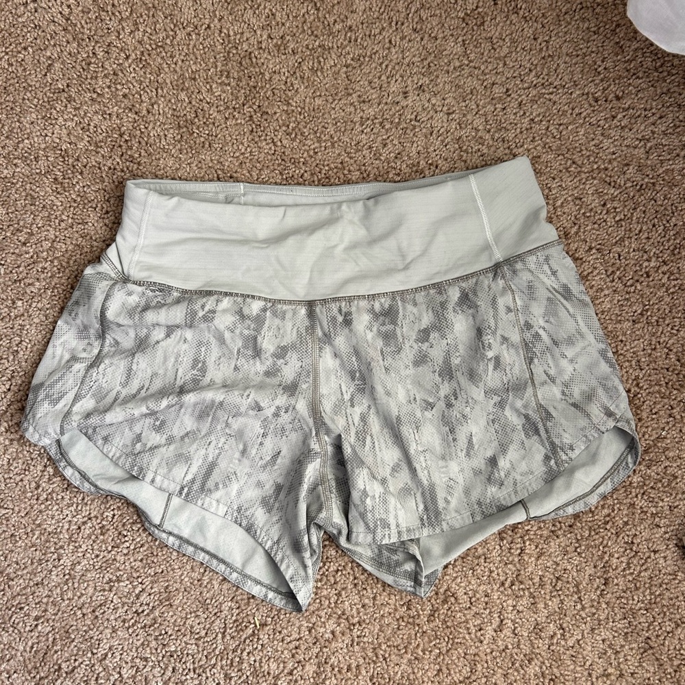 Women's Light Gray Snake-Print Athletic Shorts
